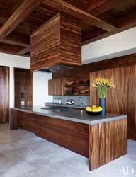 Combination Of Wood In The Interior Of The Kitchen And Living Room