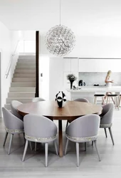 Round Gray Table In The Kitchen Interior