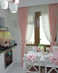 Curtains With Roses In The Kitchen Interior