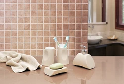 Ceramic accessories for the bathroom in the interior