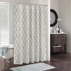 White Curtain In The Bathroom In The Interior