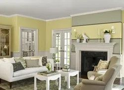 Color combination in the living room interior cream