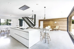 Interior of a living room in a house made of aerated concrete