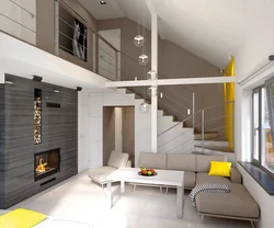 Interior of a living room in a house made of aerated concrete