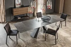 Porcelain stoneware table in the kitchen interior