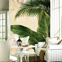 Wallpaper With Palm Trees In The Kitchen Interior