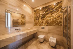 Onyx and wood in the bathroom interior