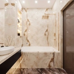 Onyx And Wood In The Bathroom Interior