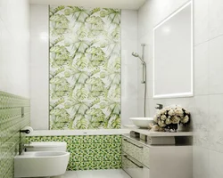 Tiles with leaves in the bathroom interior