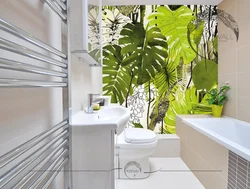 Tiles With Leaves In The Bathroom Interior