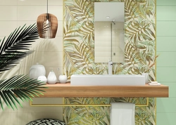 Tiles With Leaves In The Bathroom Interior