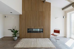 White wooden wall in the living room interior