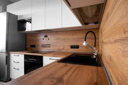 Nordic oak countertop in the kitchen interior