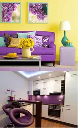 Фиолетовый и желтый в интерьере кухни