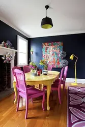 Purple and yellow in the kitchen interior
