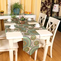 Table runners in the kitchen interior