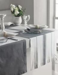 Table runners in the kitchen interior