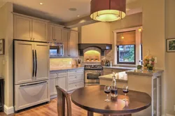 Refrigerator and stove in the kitchen interior