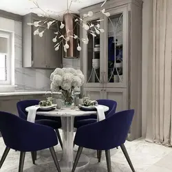 Gray Table And Chairs In The Kitchen Interior