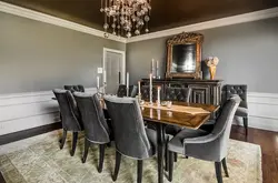 Gray table and chairs in the kitchen interior