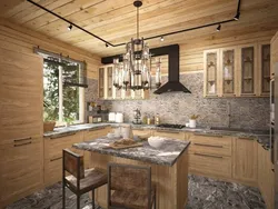 Wooden interior from doors to kitchen