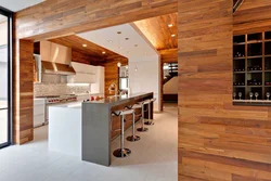 Wooden interior from doors to kitchen