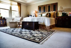 Carpets in the bedroom interior and curtains