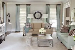 Gray blue and beige in the living room interior