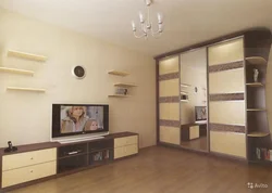 Living Room Interior With Sofa And Wardrobe