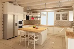White Kitchen Interior In A Timber House