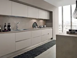 Kitchen without handles white glossy in the interior