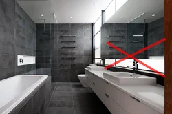 Интерьер ванной с серой и черной плиткой