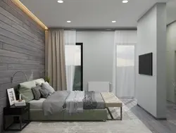 Gray Laminate On The Wall In The Bedroom Interior