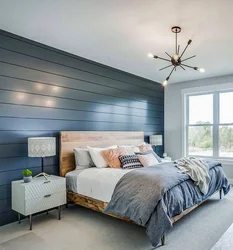 Gray Laminate On The Wall In The Bedroom Interior