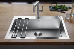 Stainless steel sink for kitchen interior