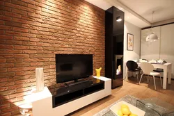 Decorative brick for interior decoration in the living room interior