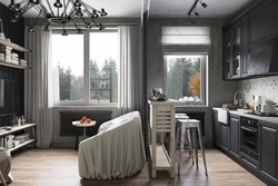 Gray studio kitchen design