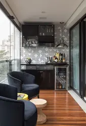 Дызайн кухні стойка балкон