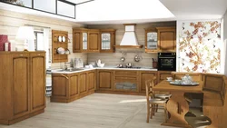 Wooden kitchen design wallpaper