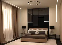 Бежево черный дизайн спальни