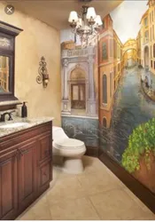Bathroom design with fresco