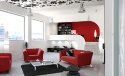 Black and red living room design