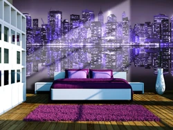 Дизайн спальни ночной город