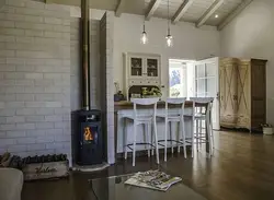 Kitchen design with potbelly stove