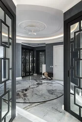 Hallway design white marble