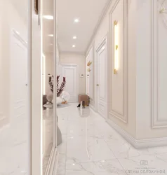 Hallway design white marble