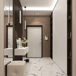 Hallway design white marble