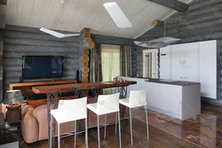 Kitchen Living Room Design Log House