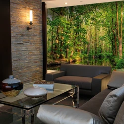 Дизайн лес в гостиной