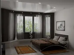 Дызайн спальні з 5 вокнамі